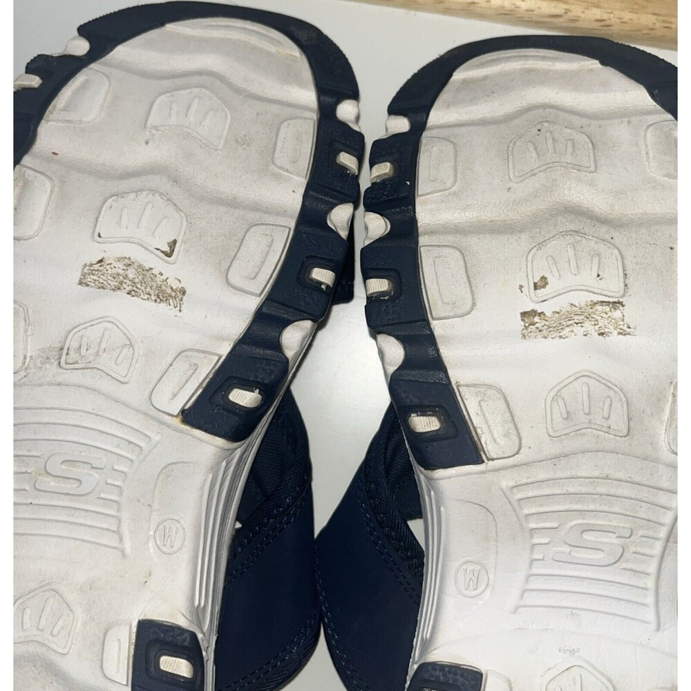 Skechers Yoga Foam Navy Blue/white Size 8 Woman’s Sandals Slip-on - Picture 9 of 9